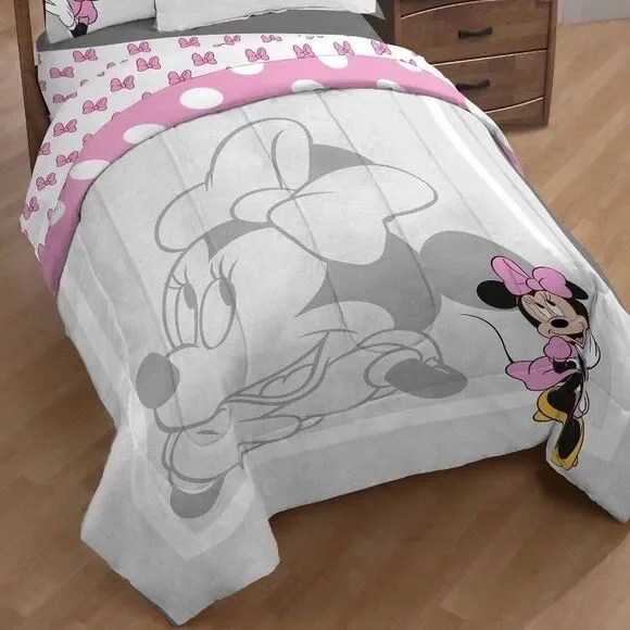 Disney Minnie Mouse Twin Comforter Pink Polka Dot Bedding Set