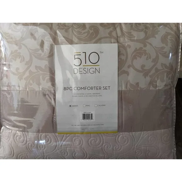 New 510 DESIGN Queen Ramsey 8pc Embroidered Bedding Comforter Set