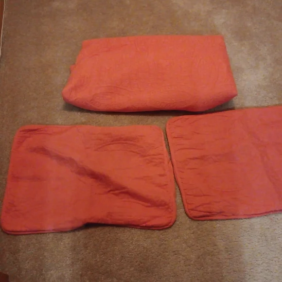 Coral Quilted Pillow Shams Set