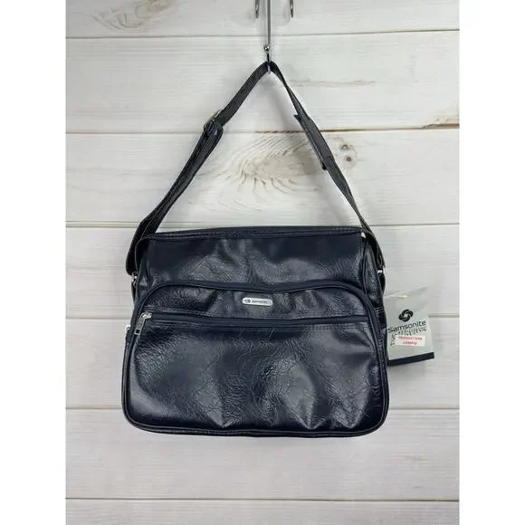 RETRO Vtg Samsonite Silhouette Weekender Bag Luggage Navy Survivor Sample NOS