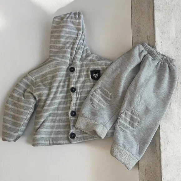 Striped Gray Kids Jacket and Pants Set Size 12-18