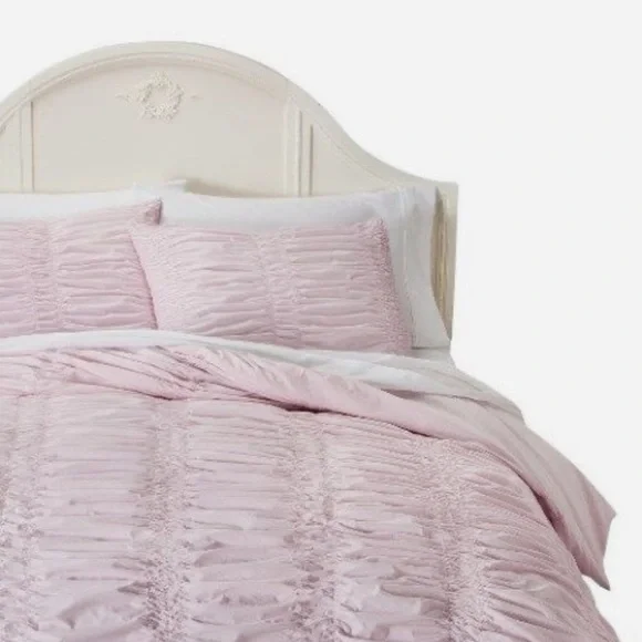 Rachel Ashwell Simply Shabby Chic Pink Ruched Duvet Cover, sz Twin