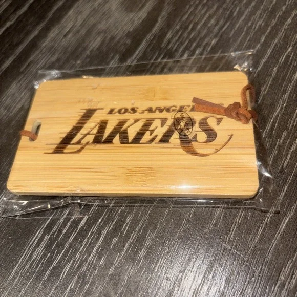 Los Angeles Lakers Laser Etched Bamboo Suite Luggage Tag W/ Leather Strap New‎