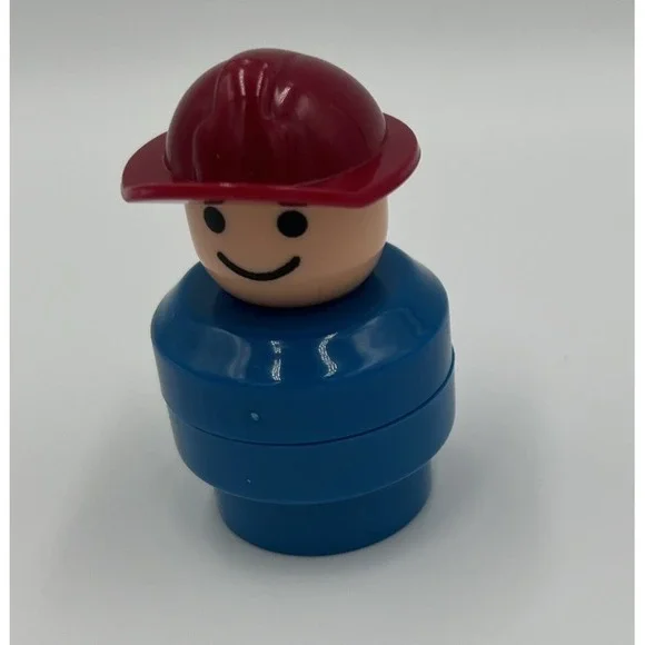 Fisher‎ Price Chunky Fireman Rescue Worker Little People Blue Body Vintage