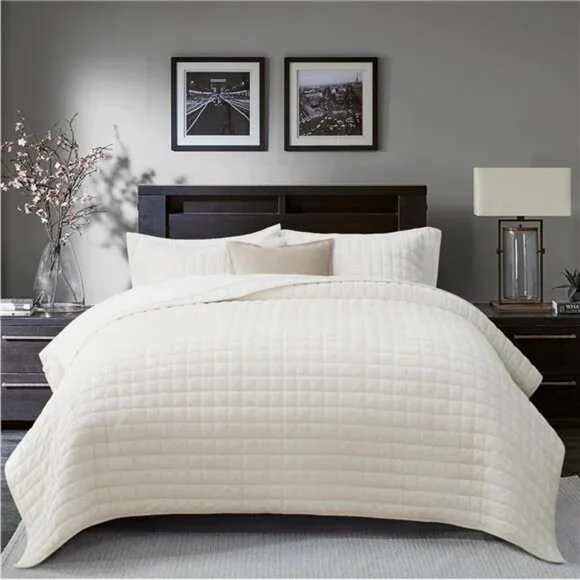 Luxury Velvet Quilt Set King Size, Lightweight Velvet Comforter Set, Oversized