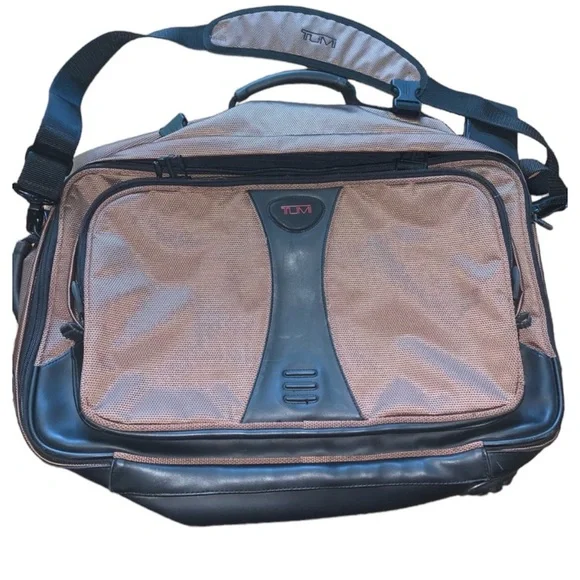 TUMI T2 Copper Brown Ballistic Nylon Messenger Laptop Carry On Travel Bag