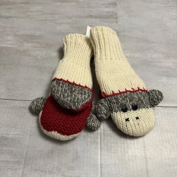 Delux Knit Sock Monkey Mittens Adult Classic‎ Gloves