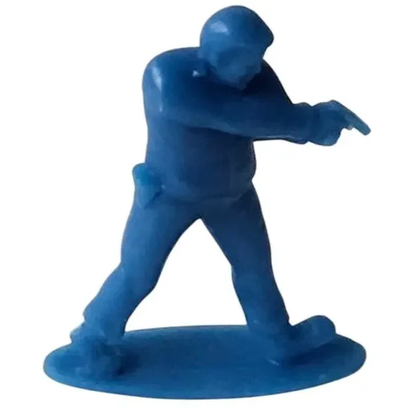 Vintage Blue plastic Figure Police Officer‎ Man Solider With Pistol