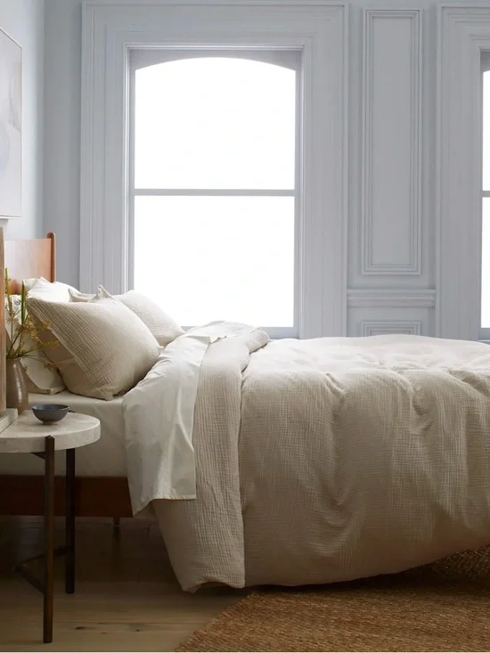 NWOT Quince Airy Gauze 100% Organic Cotton Duvet Set in Dune King/CalKing
