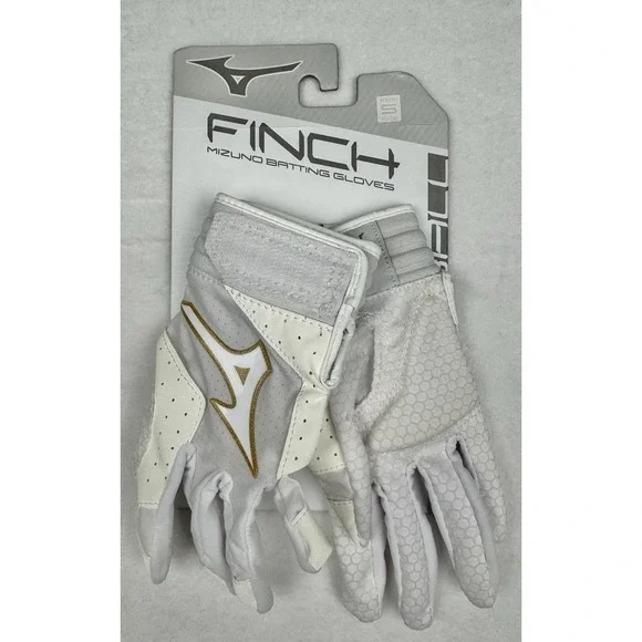 Mizuno FINCH Youth Batting Gloves White Gold Size Youth Small New