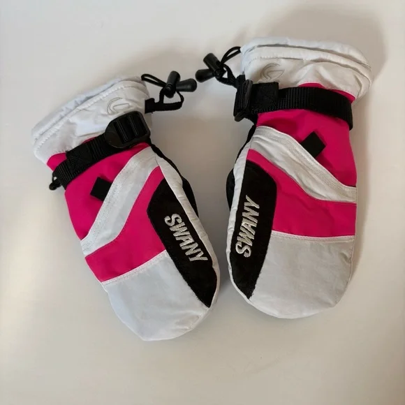 SWANY Junior S 5-6 X-OVER‎ Mittens Gloves White Black Pink Snow Ski Winter Warm