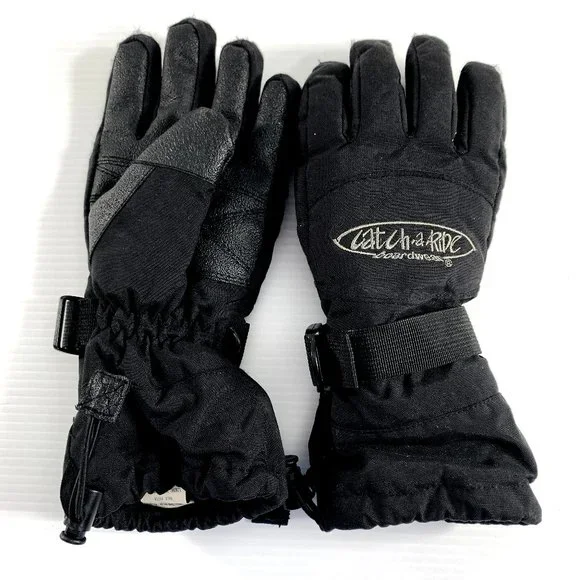 Thinsulate Snow Board Wear Gloves Youth Small Black Palm Patch Catch A Ride