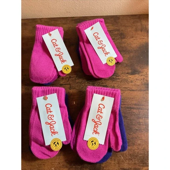 Toddler Mittens 4-3 Pack (12 Total) Cat & Jack Pink Magenta Purple 2T-5T Gloves‎