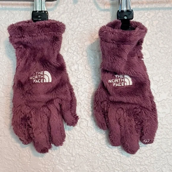 The North Face Maroon Fleece Gloves Kids Small