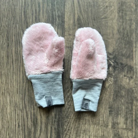 Cozy Pink and Gray Kids Mittens - The North Face