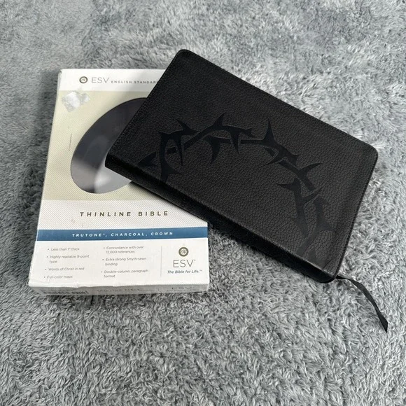 ESV Thinline Bible (TruTone, Charcoal, Crown Design) W/ Box Excellent Condition