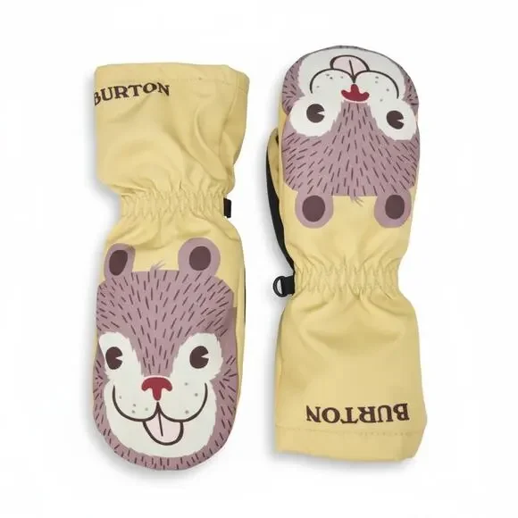 Burton Little Kids Yellow Minishred Grommitt Mittens Snow Bear Ski Snowboard