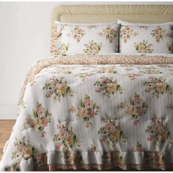 Twin/Twin XL Printed Floral Double Ruffle Comforter Set-Threshold Studio McGee