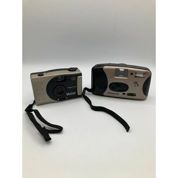 Vivitar PN2011 & Polaroid 2100 BF 35mm Point & Shoot Film Cameras Lot of 2
