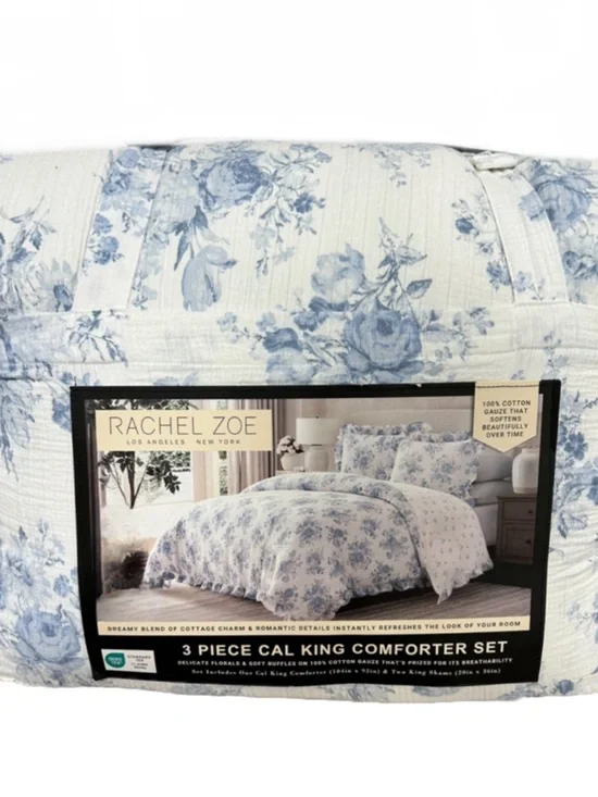 Rachel Zoe Florals and Soft Ruffles on Cotton Gauze King Comforter Set 106”x90”