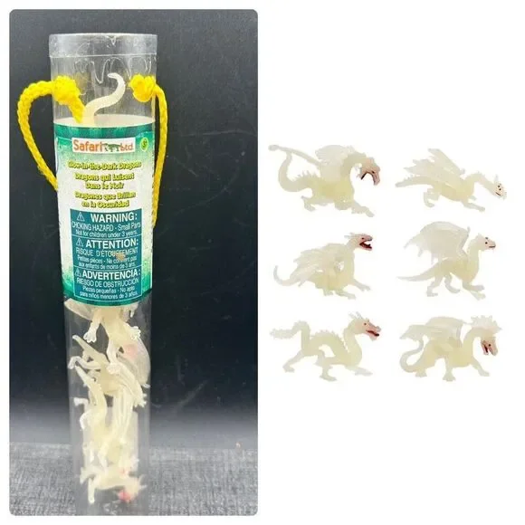 Glow In The Dark Dragons Toob Mini Figures Safari Ltd Ages 3+ 679304 6 Pcs