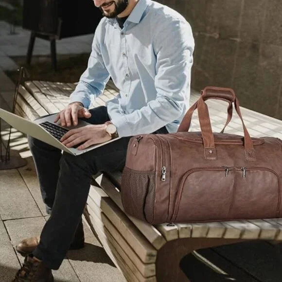 Men's Leather Brown Durable Luggage Bag