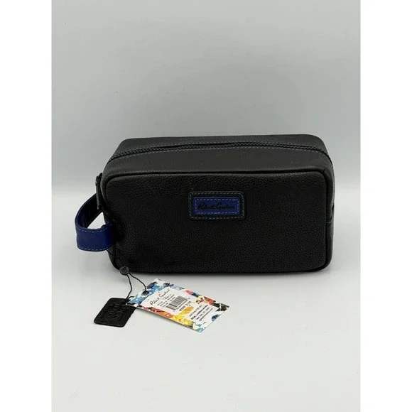 Robert Graham Remy IV Leather Luxury Travel Dopp Kit Black NWT $128