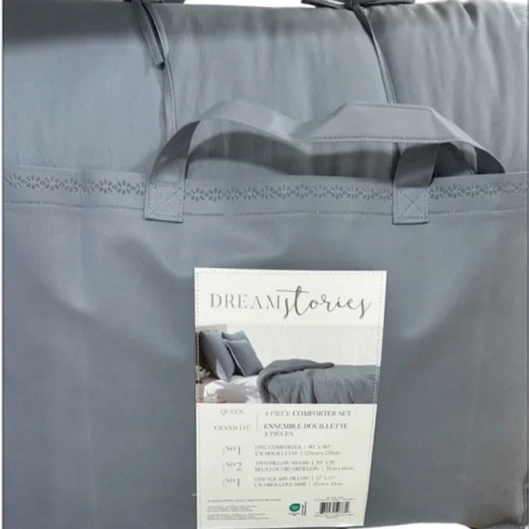 Dream Stories Vapor Blue Queen Comforter Set New 4 Pieces 90”x90”