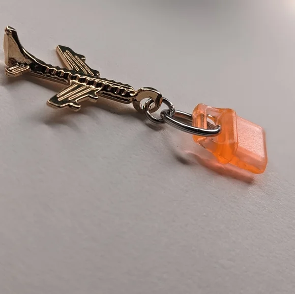 Dust Plug Charm Kindle and charging port USB-C USBc Airplane Gold and Orange