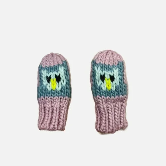 Baby Girl Pink Crochet Owl Mittens