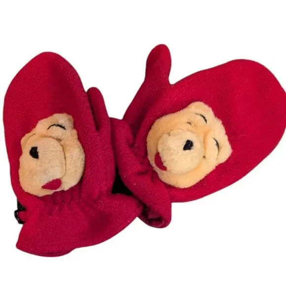 Disney Winnie the‎ Pooh Vintage red fleece mittens