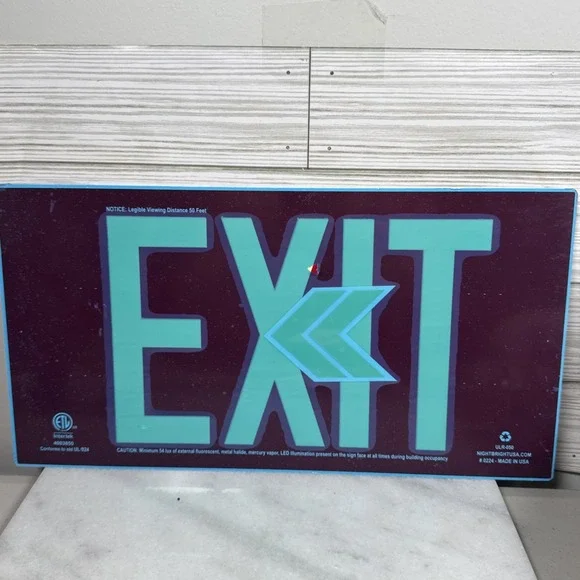 Red Photoluminescent Exit Sign - UL 924 Approved Aluminum - Part ULR-050