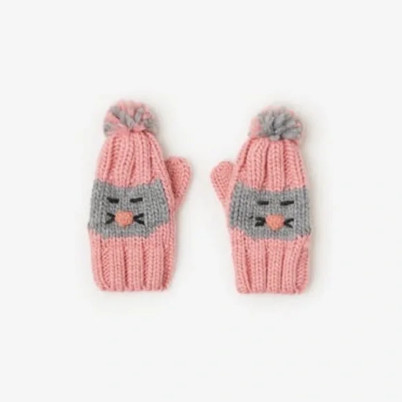Zara Baby NWT Cat Appliqué Mittens 12-24 Months