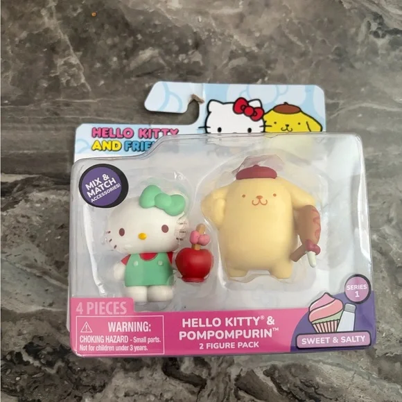 Hello Kitty & Pompompurin Figure‎ Set - Pink and Cream