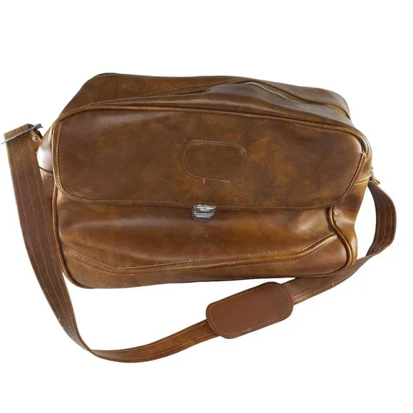Vintage Peter's Bag Corp Brown Travel Shoulder Bag Carry On AS IS