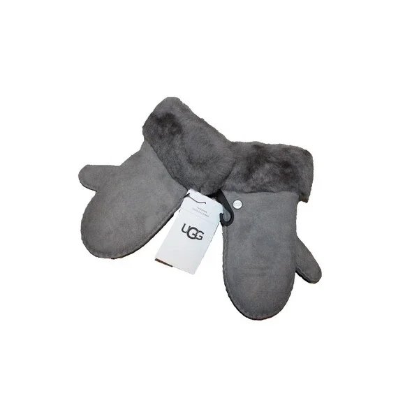 UGG SUEDE FUR LINED MITTENS NEW GRAY SZ 4/6 UNISEX GIRLS BOYS $95
