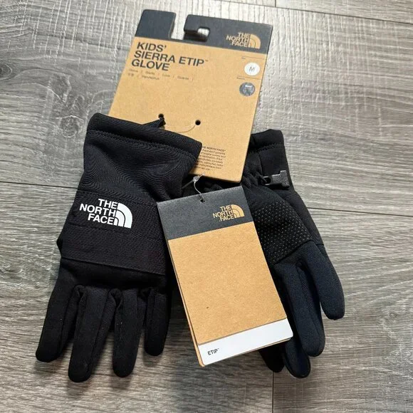 NWT The North Face Kids' Sierra Etip Gloves Black Size Medium M