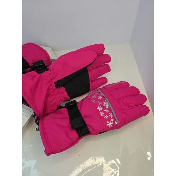 NWT Isotoner KIDS Waterproof Snow Gloves Adjustable Wrist Sz L/XL Pink Girls