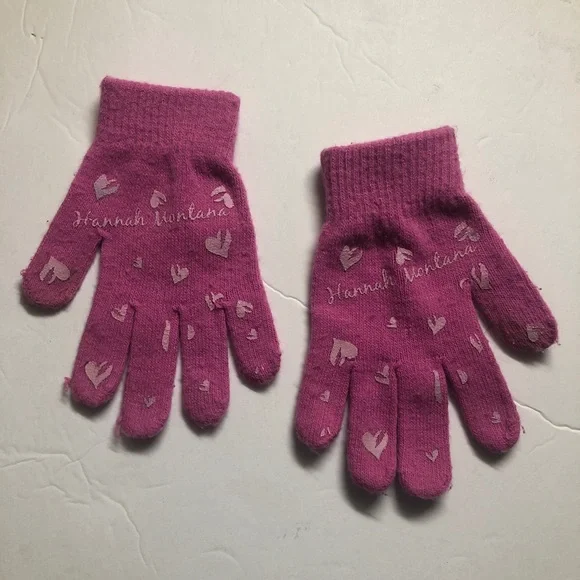 Disney Hannah Montana Girls Pink Knitted Mittens