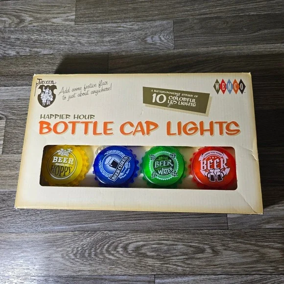 Wemco Bottle Cap String Lights 10LED Battery Operated Beer Bar Decor‎ Man Cave