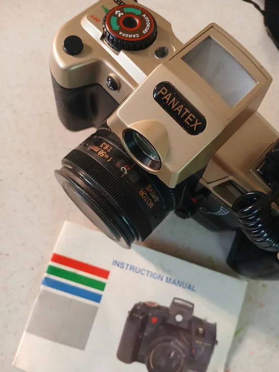 Vintage Panatex 35 Mm Camera With Flash And Original Manual