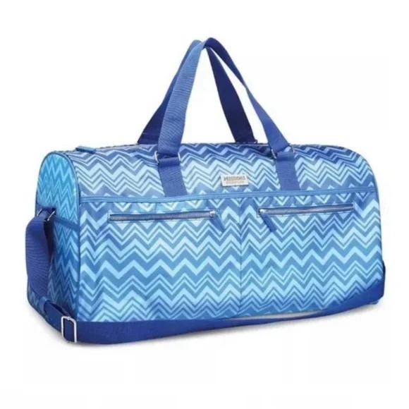 MISSONI Chevron Blue LARGE WEEKENDER TRAVEL BAG Authentic