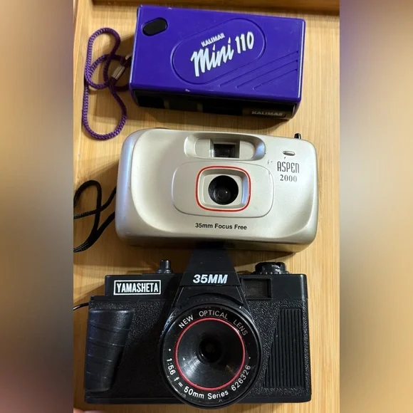 Vintage Camera Lot Untested Yamasheta 35mm, Kalimar Mini 110, Aspen 2000