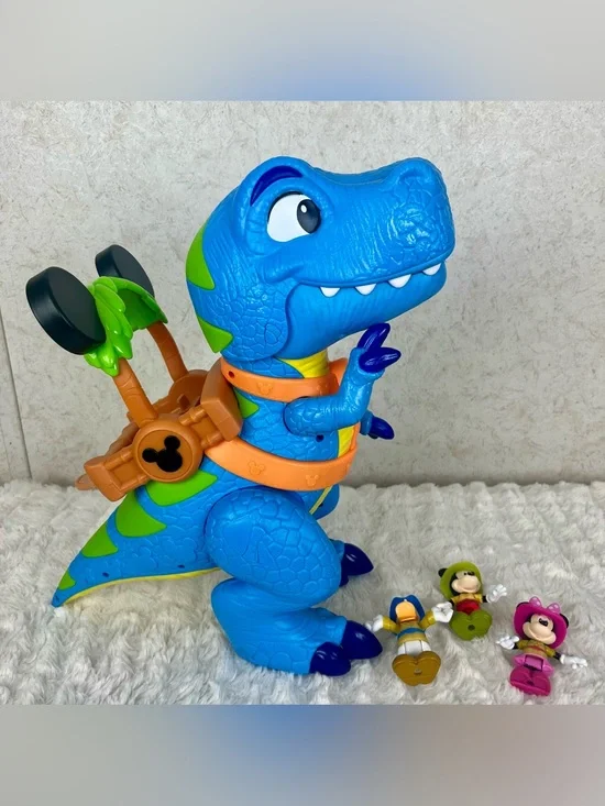 Disney Jr Roaring Safari Mickey Mouse Blue T-Rex Dinosaur Toy Sound Figures