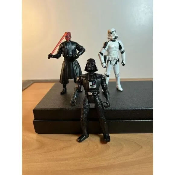 Star Wars Action Figures (3) 1998 Darth Maul 1996 Darth Vader 2005 Stormtrooper