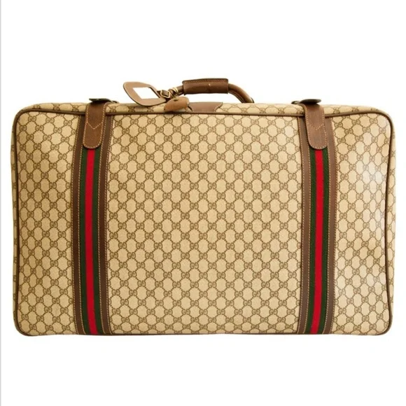 Must go!!XXL AUTHENTIC RARE 1970s Gucci Beige and Brown Travel Bag