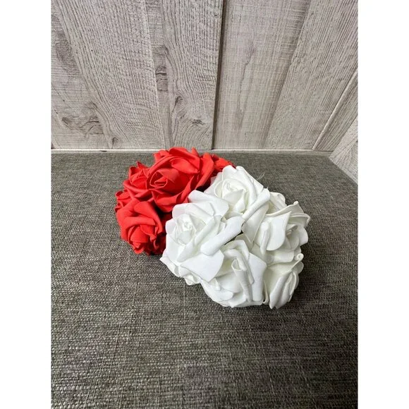 Rose String Lights Battery Operated Red & White LED Flowers Decor Wedding Party
