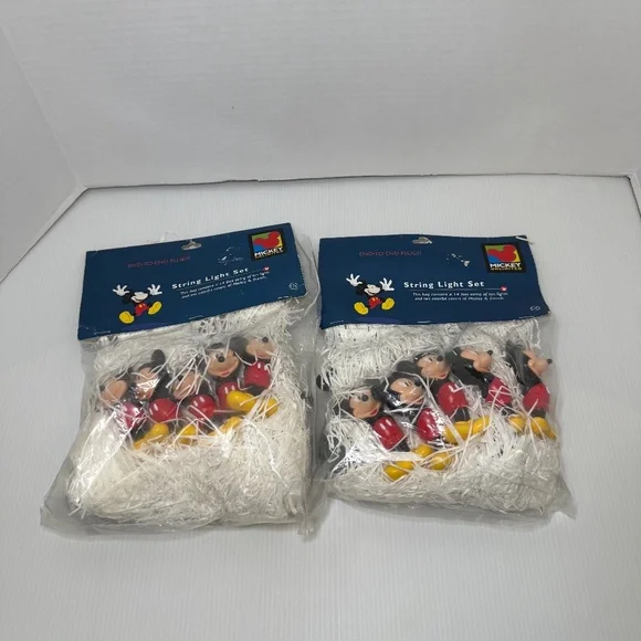 Disney Mickey Unlimited Figural String Lights 2 Sets New In Packages