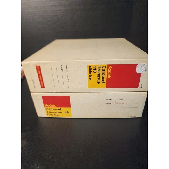 2) Kodak Carousel Transvue 140 Projector Slide Tray w/ Box 35mm