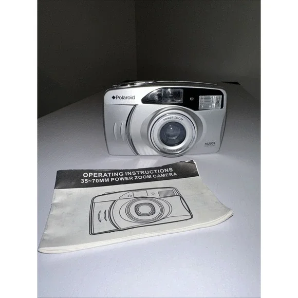 Vintage Polaroid PZ2001 Power Zoom 35mm Film Camera 35-70mm Lens - Silver WORKS